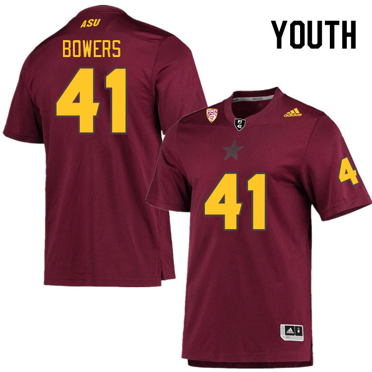 Youth #41 Zach Bowers Arizona State Sun Devils College Football Jerseys Stitched Sale-Maroon